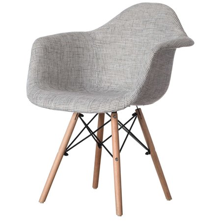 FABULAXE Mid-Century Modern Style Fabric Lined Armchair with Beech Wooden Legs, Grey QI004325.GY